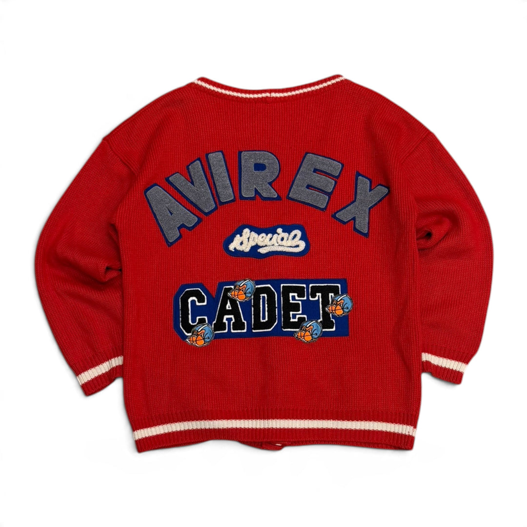 Vintage Avirex Red Spell Out Heavy Knitted Cardigan (L)