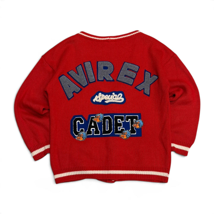 Vintage Avirex Red Spell Out Heavy Knitted Cardigan (L)