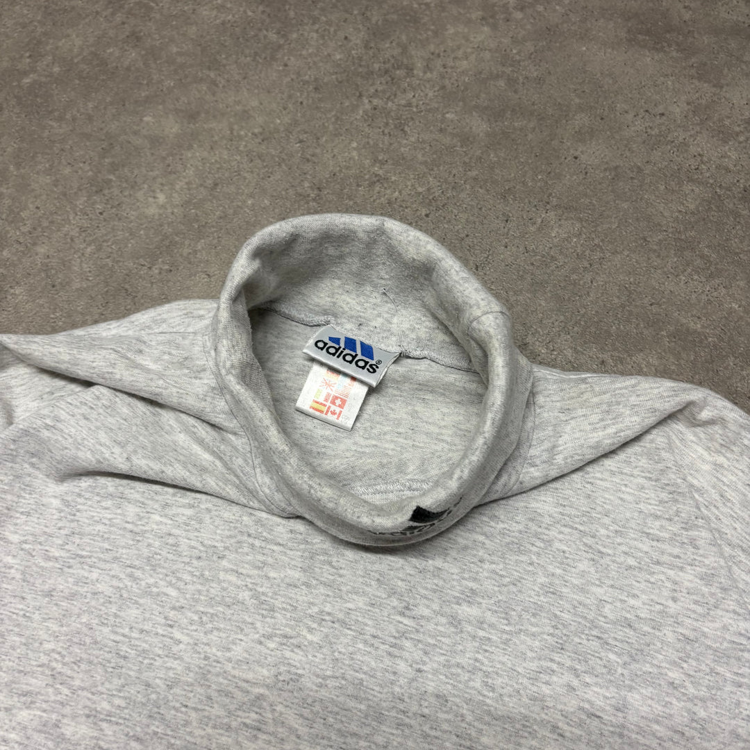 90's Vintage Adidas Grey Mock Neck Long Sleeve T-Shirt (L)