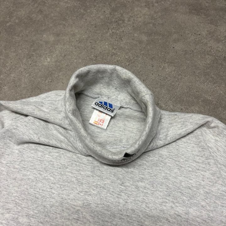 90's Vintage Adidas Grey Mock Neck Long Sleeve T-Shirt (L)