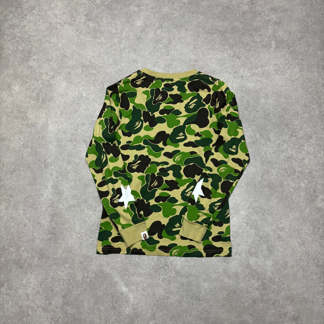 Vintage Bathing Ape Green Camo Long Sleeve T-Shirt (S)