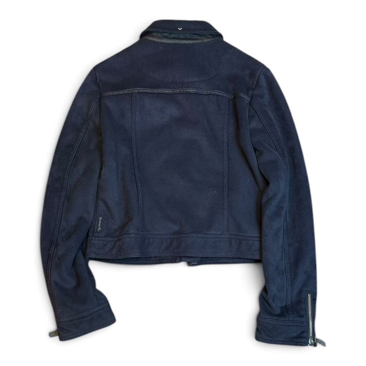 Vintage Armani Jeans Navy Suede Collared Jacket (6)