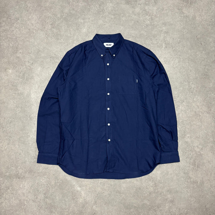 Palace Navy Button Up Long Sleeve Shirt (XL)
