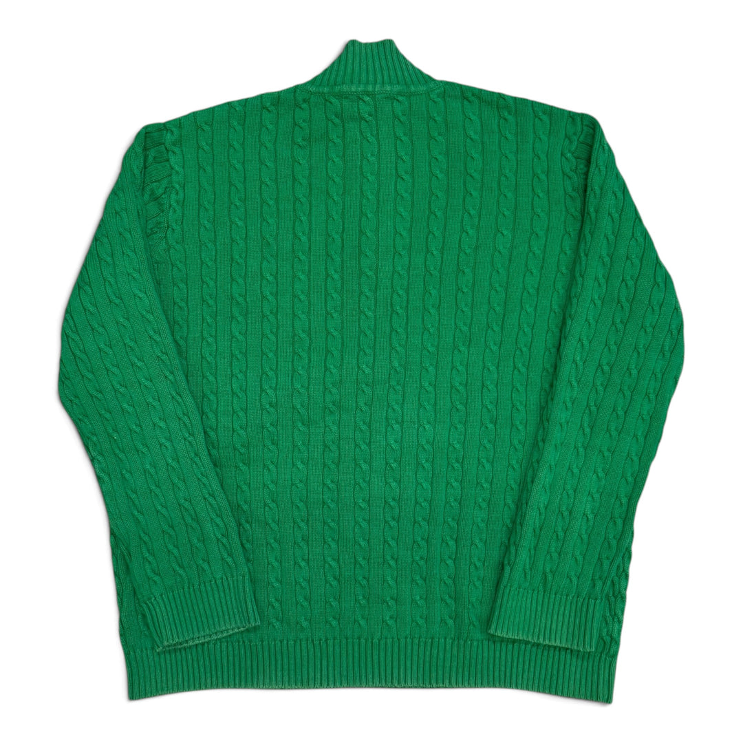 Vintage Polo Ralph Lauren Green Quarter zip Cable Knitted Jumper (XL)