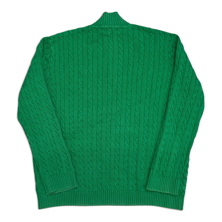Vintage Polo Ralph Lauren Green Quarter zip Cable Knitted Jumper (XL)