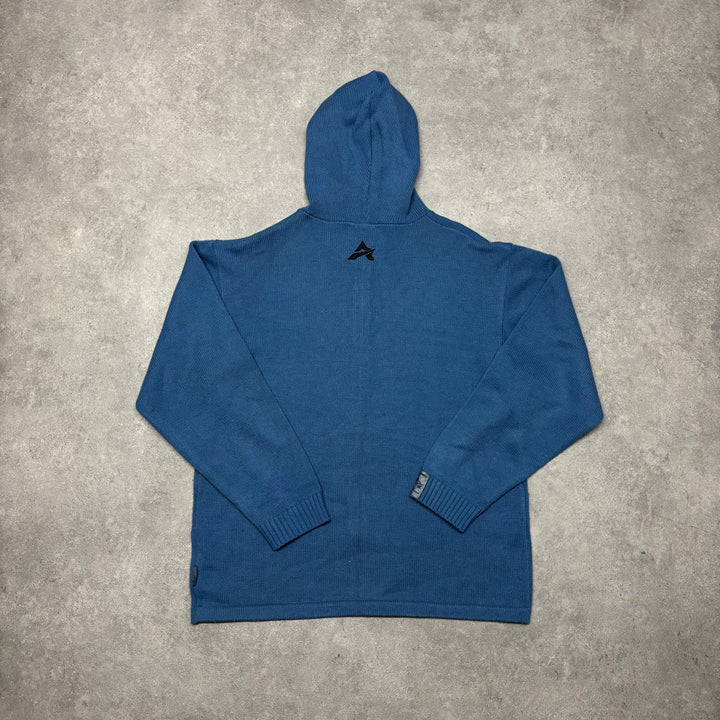 Vintage Avirex Blue Knitted Full Zip Hoodie (XXL)