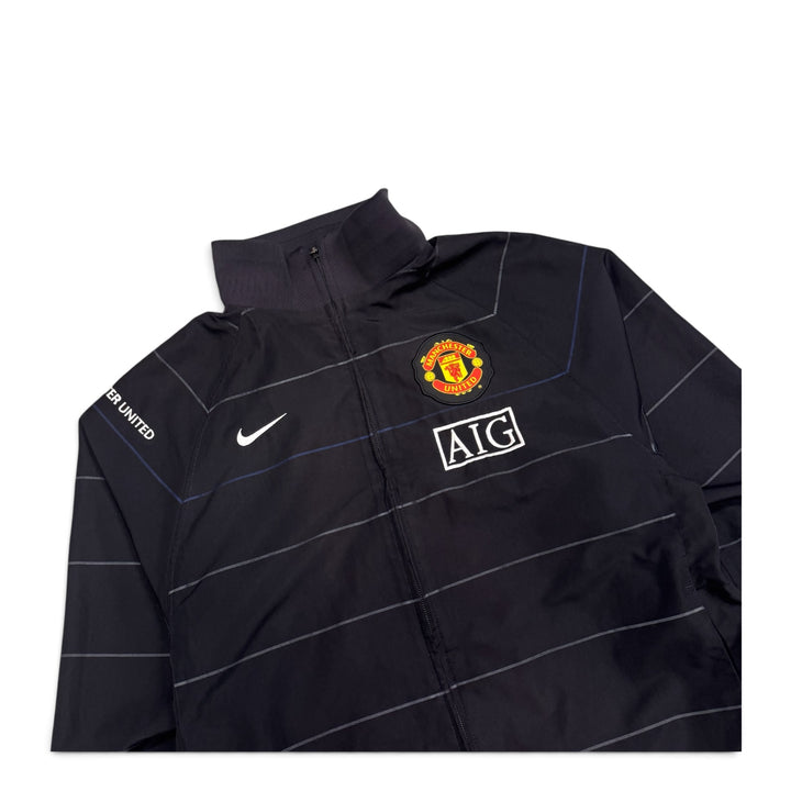 00's Vintage Nike Manchester United Black Striped Tracksuit Jacket (M)