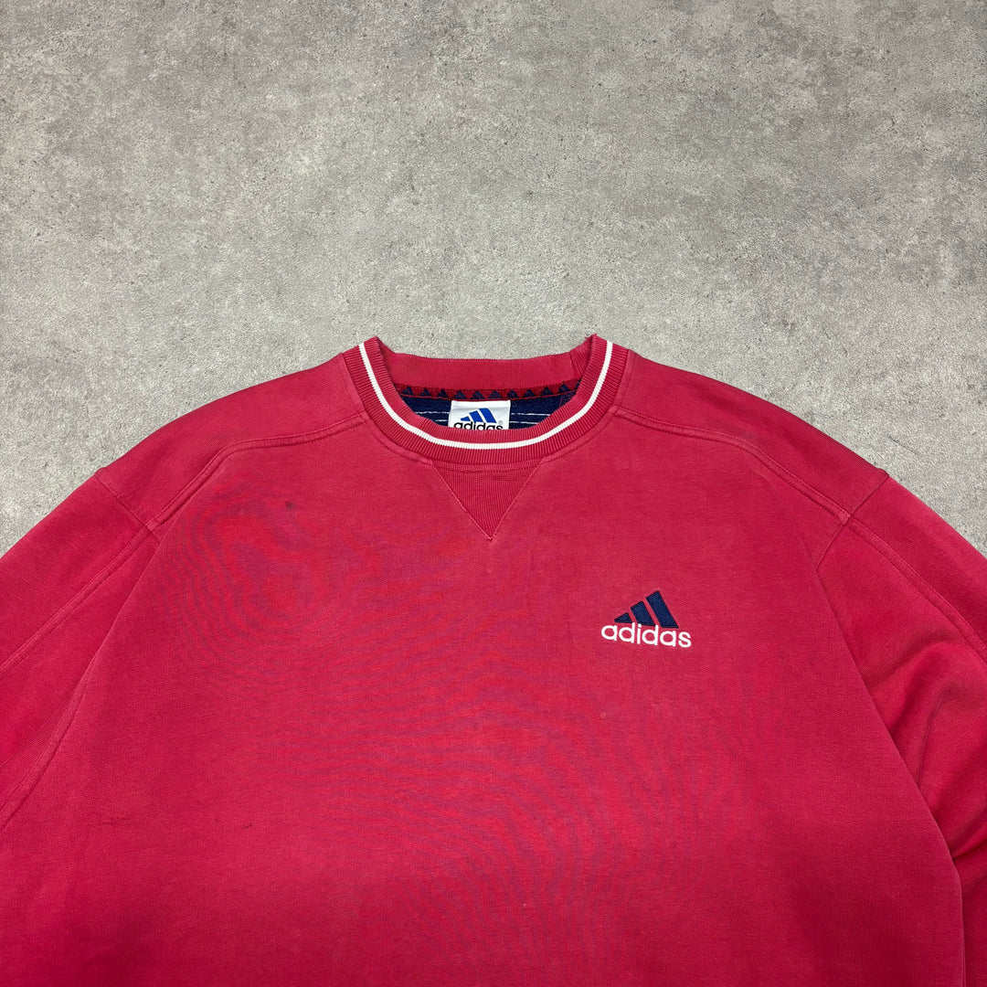 90's Vintage Adidas Red Small Logo Sweatshirt (L)