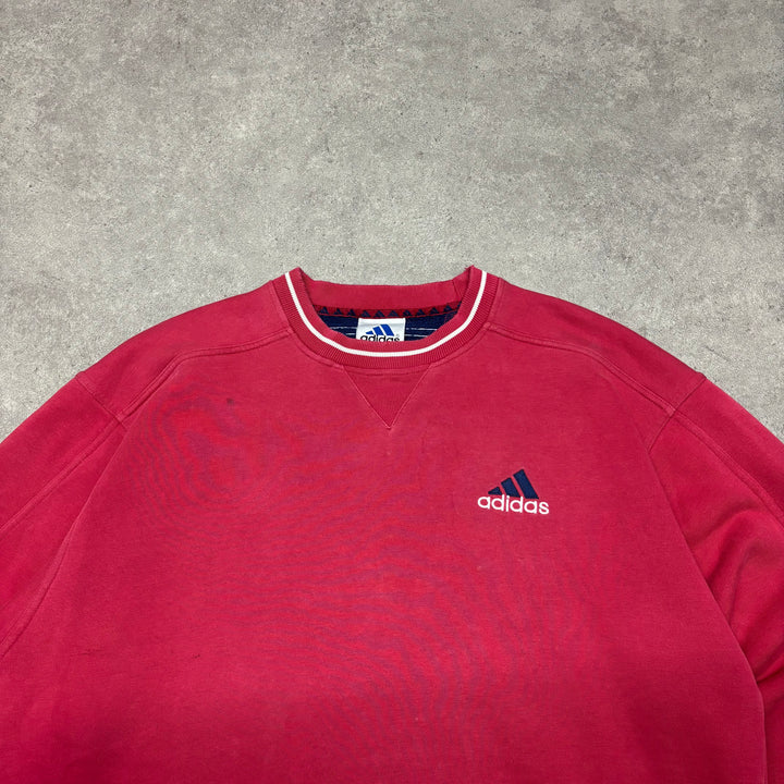 90's Vintage Adidas Red Small Logo Sweatshirt (L)
