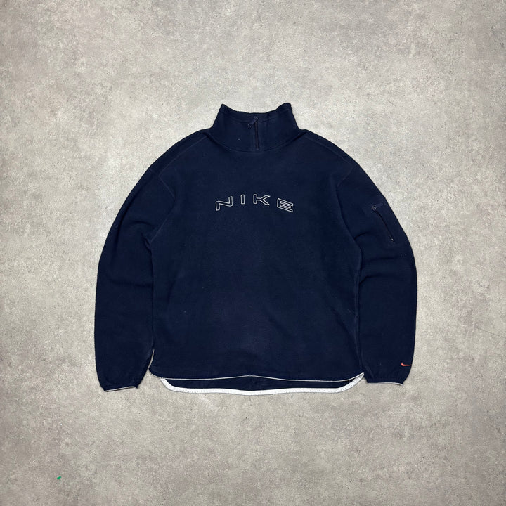 00's Vintage Nike Navy Spell Out Fleece (L)