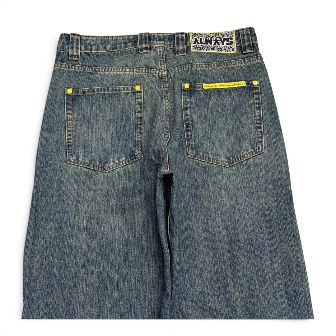 Always Do What You Should Do Blue Washed Denim Trousers (S)