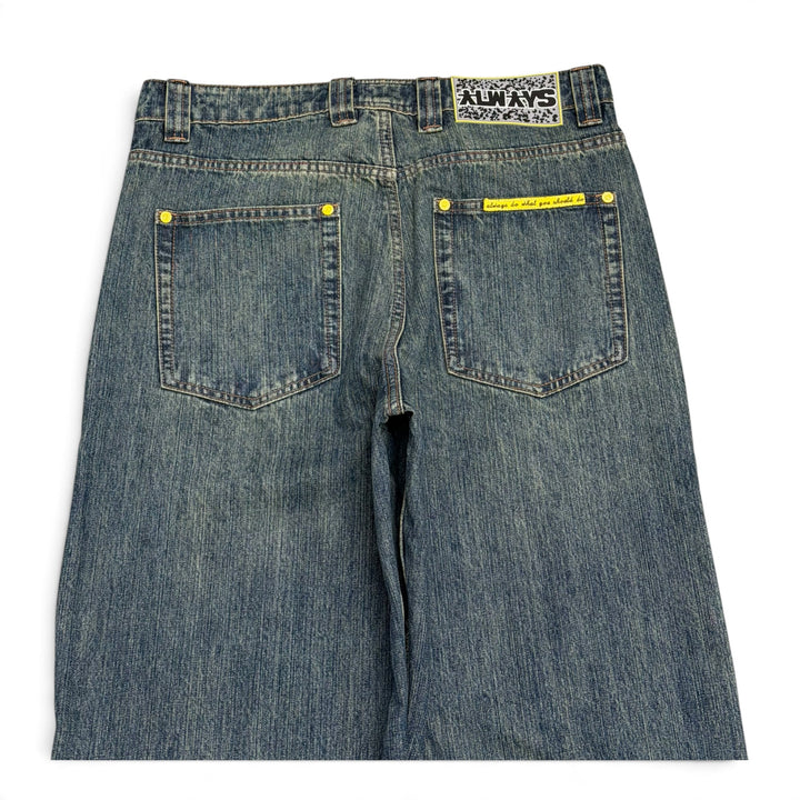 Always Do What You Should Do Blue Washed Denim Trousers (S)