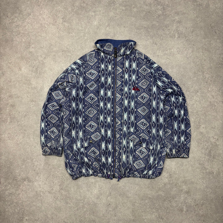 Vintage Quiksilver Crazy Pattern Blue Fleece Lined Jacket (M)