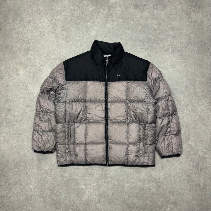 00's Vintage Nike Grey Square Quilted Puffer Jacket (L)
