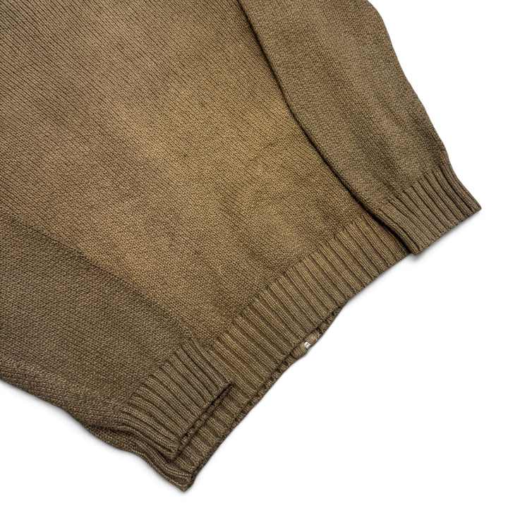 Vintage Polo Ralph Lauren Khaki Full Zip Knitted Jumper (S)