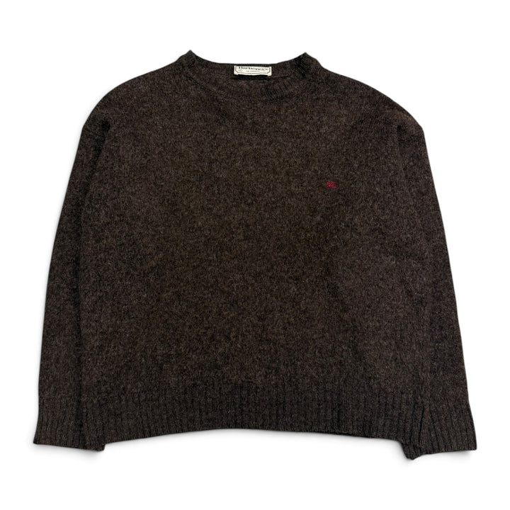 Vintage Burberry Crew Neck Wool Knit Jumper Brown (M)