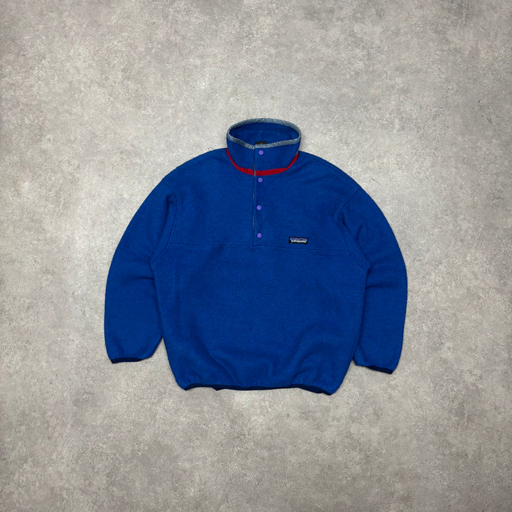 90's Vintage Patagonia Synchilla Blue Snap-T Fleece (M)