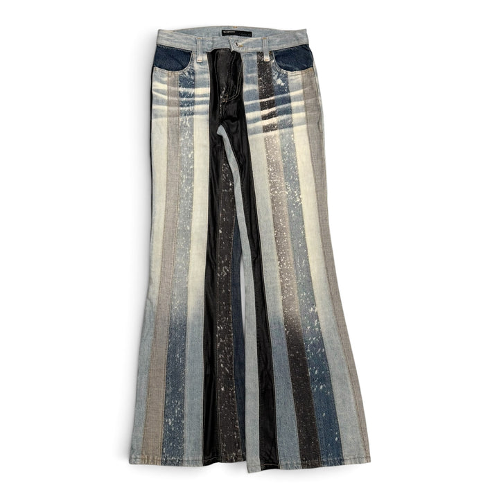 Vintage Energie Stripped Leather Detail Flare Jeans Blue (29)