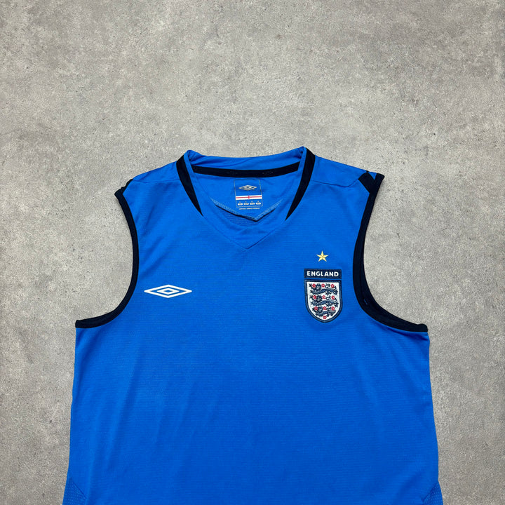 00's Vintage Umbro England Blue Training Vest (S)