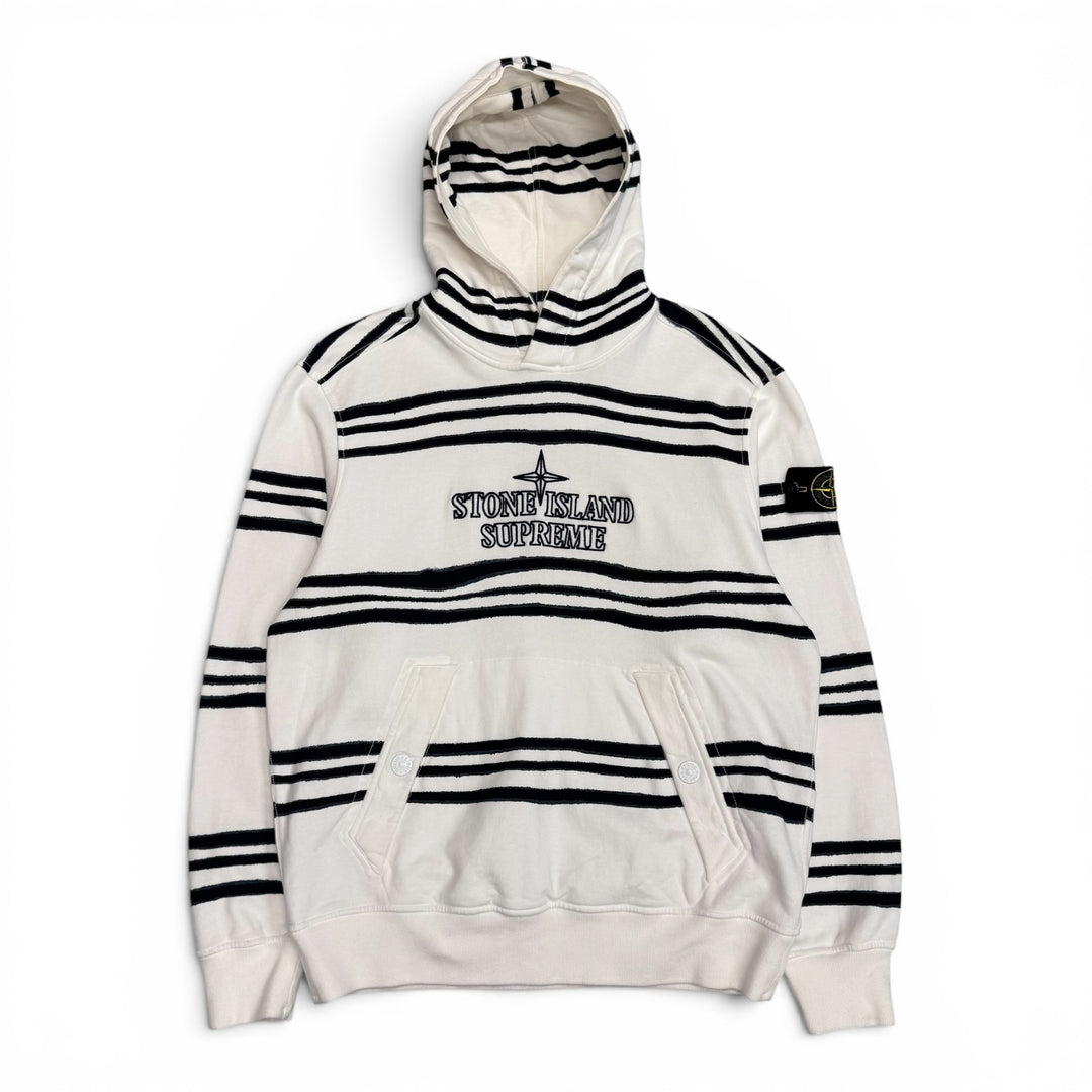 Supreme Stone Island Warp Stripe Hooded Sweatshirt White (M)