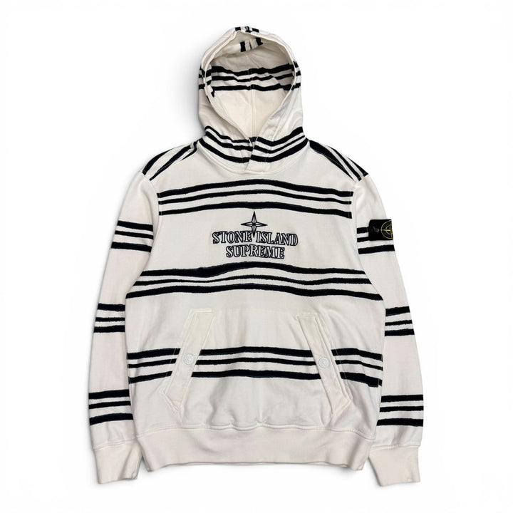Supreme Stone Island Warp Stripe Hooded Sweatshirt White (M)