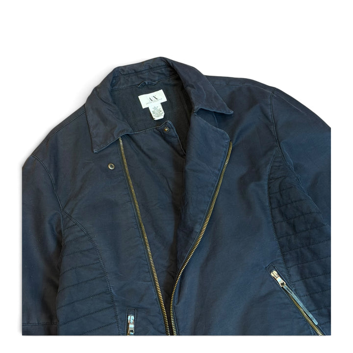 Vintage Armani Exchange Navy Side Zip Heavy Collared Jacket (L)