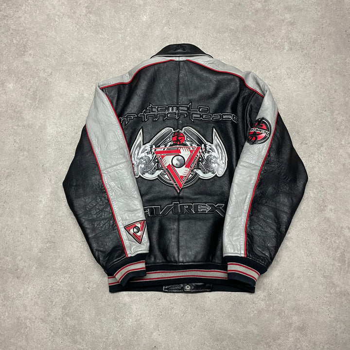 Vintage Avirex Varsity Black Leather Jacket (S)