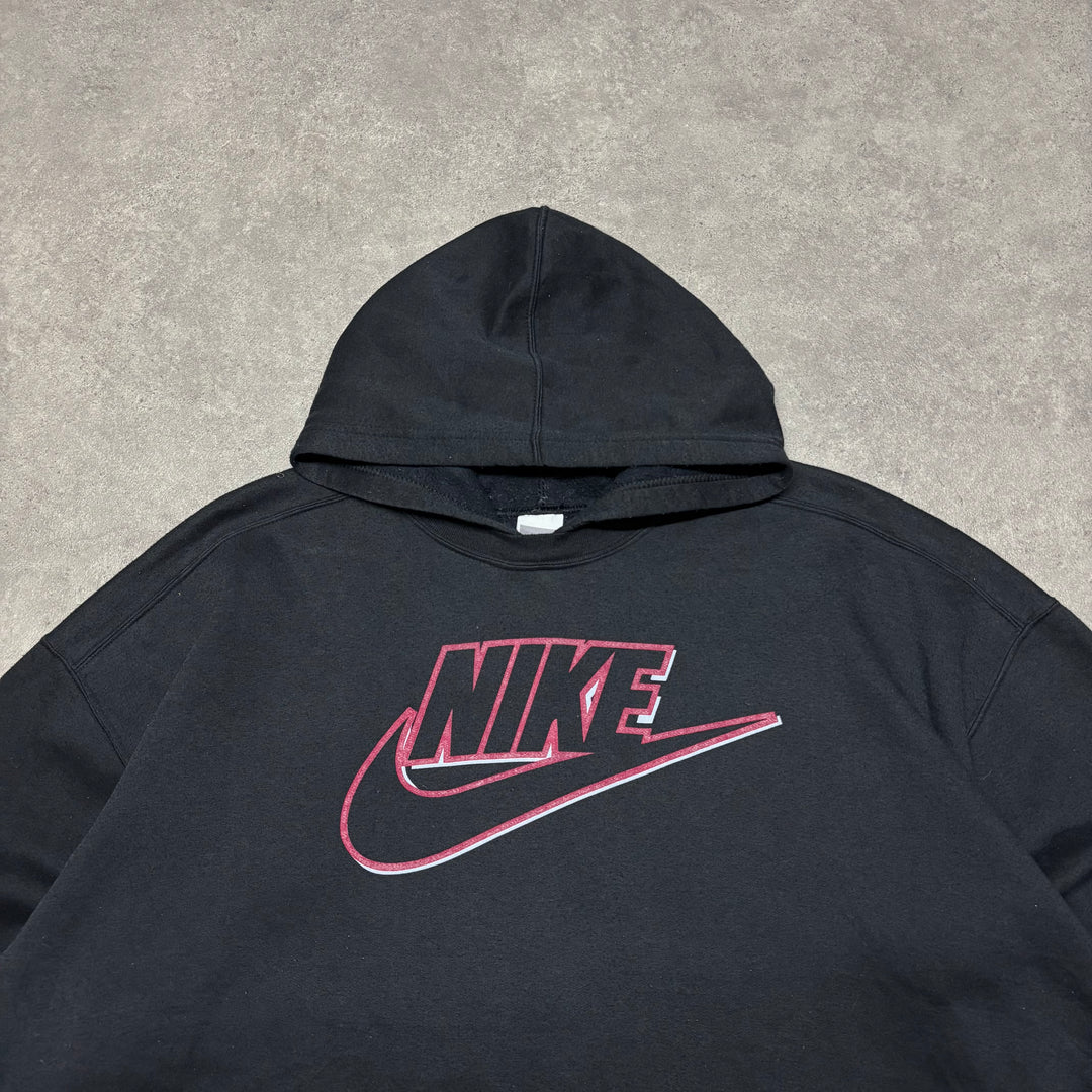 80's Vintage Nike Black Spell Out Pullover Hoodie (XXL)