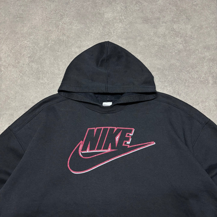 80's Vintage Nike Black Spell Out Pullover Hoodie (XXL)