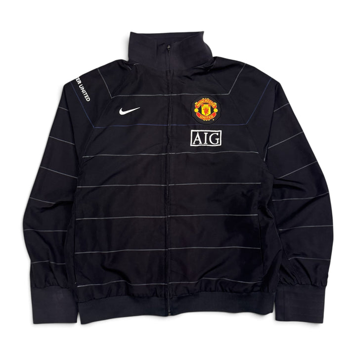 00's Vintage Nike Manchester United Black Striped Tracksuit Jacket (M)