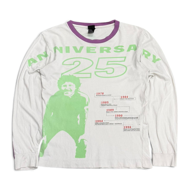 Vintage Diesel 25 Year Anniversary White Long Sleeve T-Shirt (M)