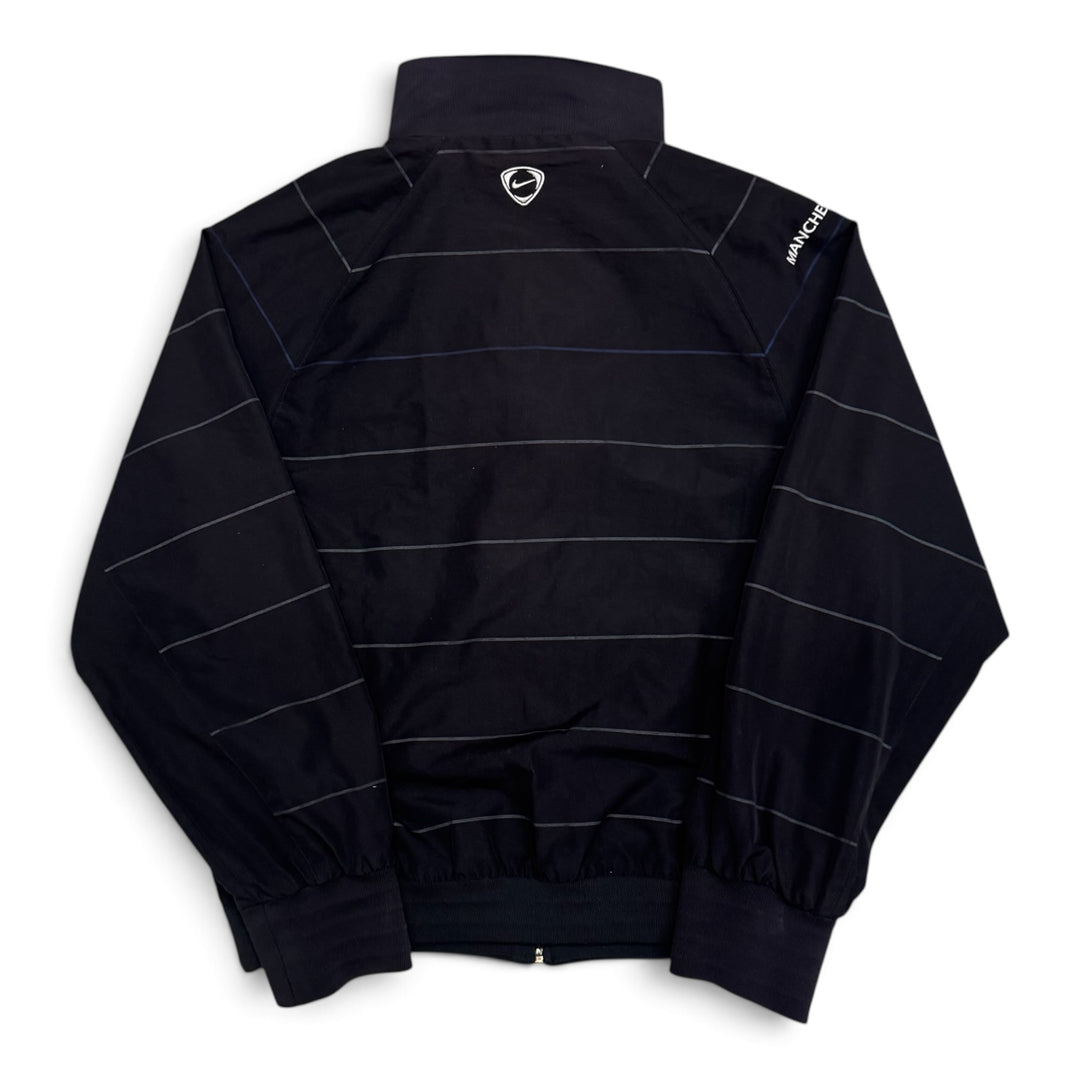 00's Vintage Nike Manchester United Black Striped Tracksuit Jacket (M)