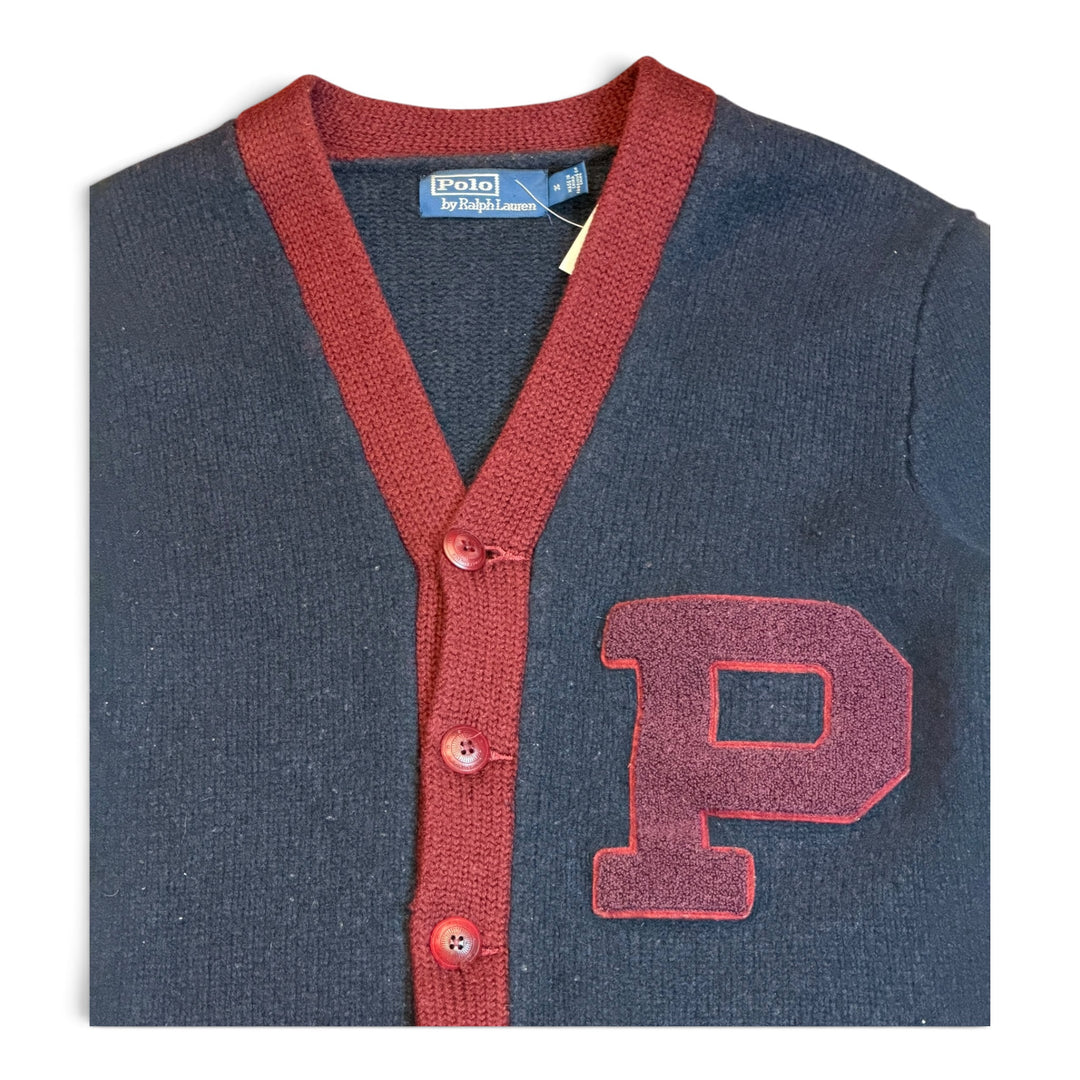 Vintage Polo Ralph Lauren Navy Varsity Knitted Cardigan (S)