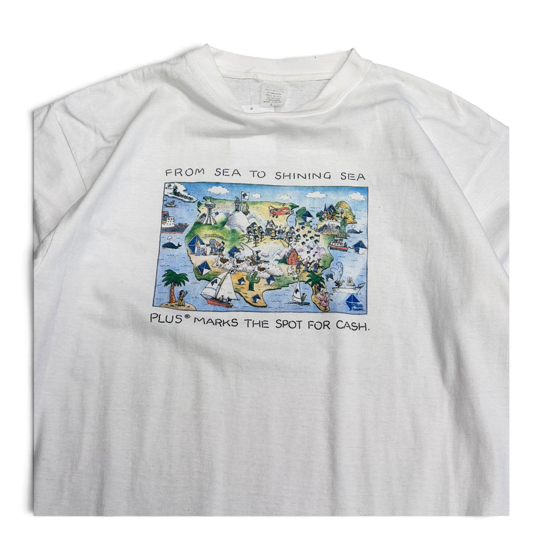 Vintage 90's Shining Sea Graphic T shirt White (XL)