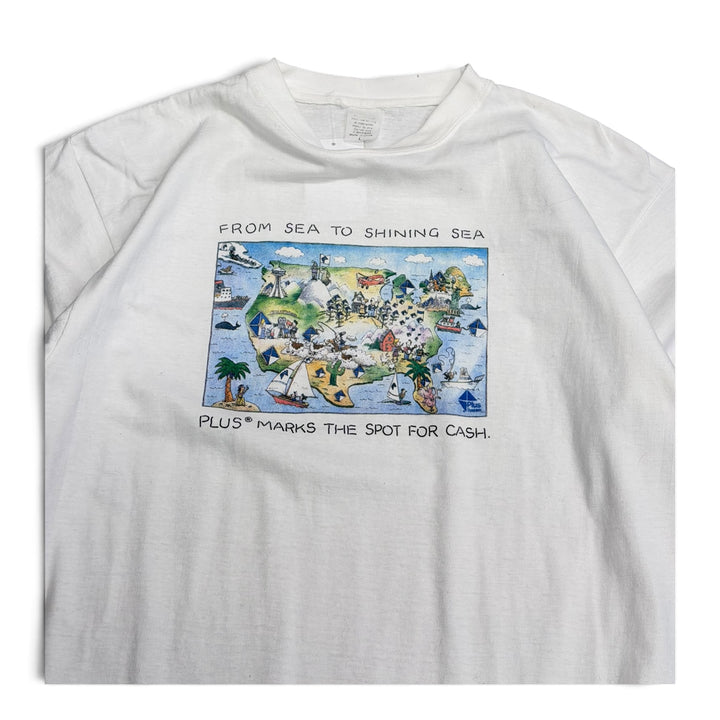 Vintage 90's Shining Sea Graphic T shirt White (XL)