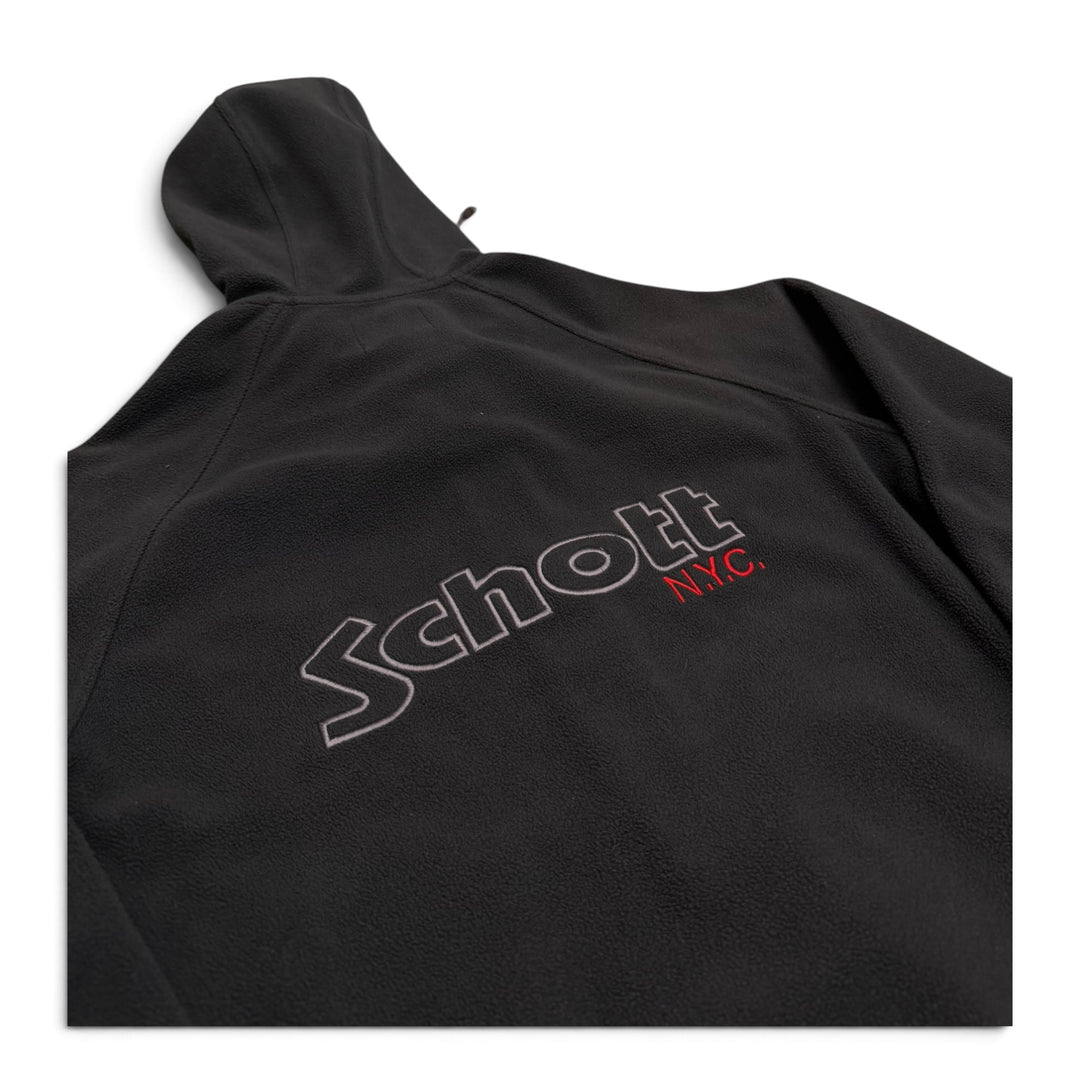 Vintage Schott Full Zip Up Fleece Hoodie Grey (M)