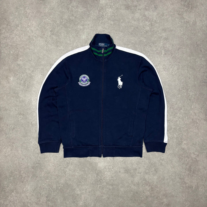 Vintage Polo Ralph Lauren Navy Wimbledon Full Zip Jumper (M)