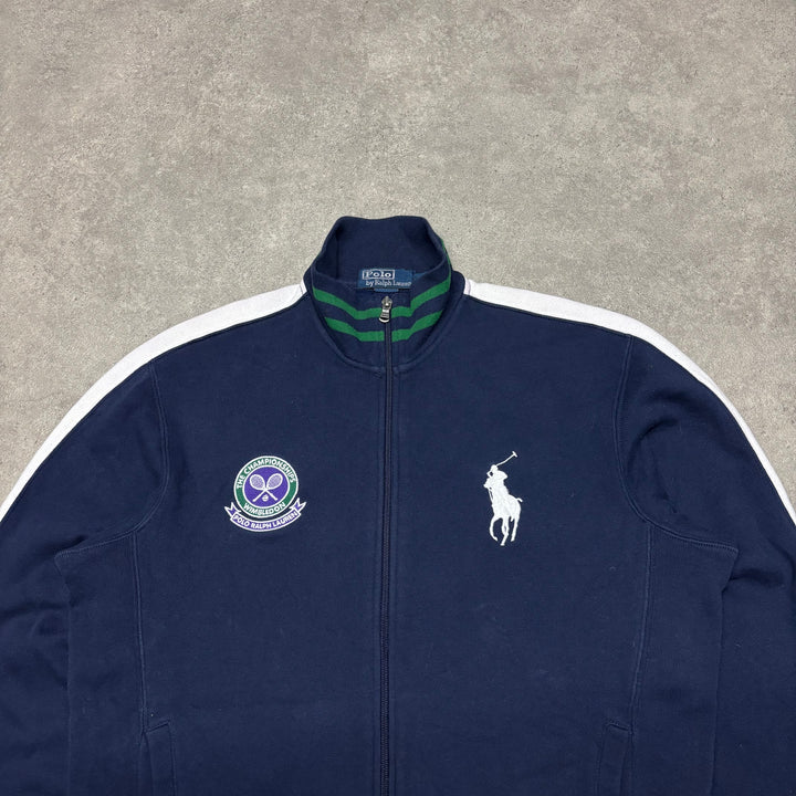 Vintage Polo Ralph Lauren Navy Wimbledon Full Zip Jumper (M)