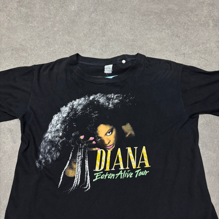 1986 Vintage Diana Ross Eaten Alive Black Graphic T-Shirt (M)