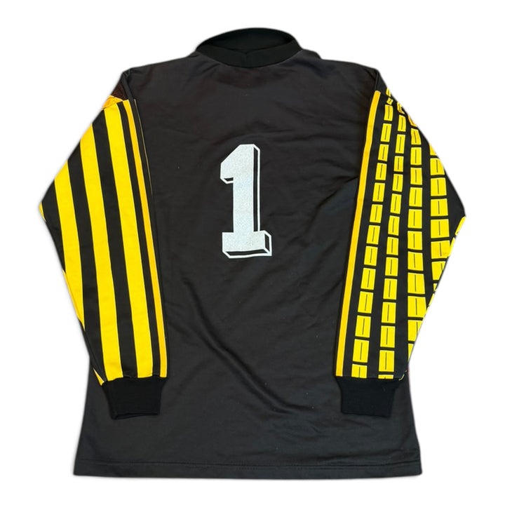 80's Vintage Adidas Yellow & Red Wavy Pattern Goalkeeper Football Top (M)