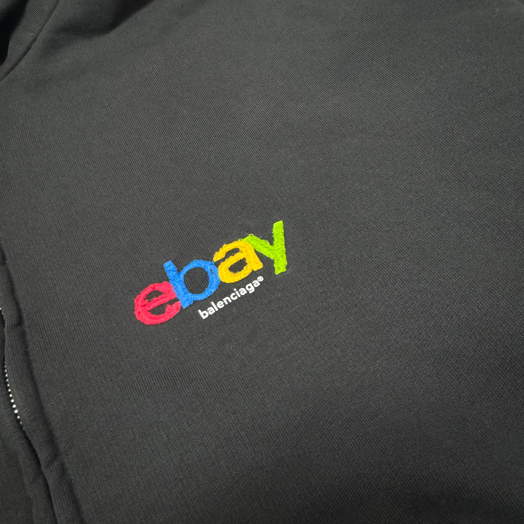 Balenciaga Ebay Black Zip Up Faded Black Hoodie (S)