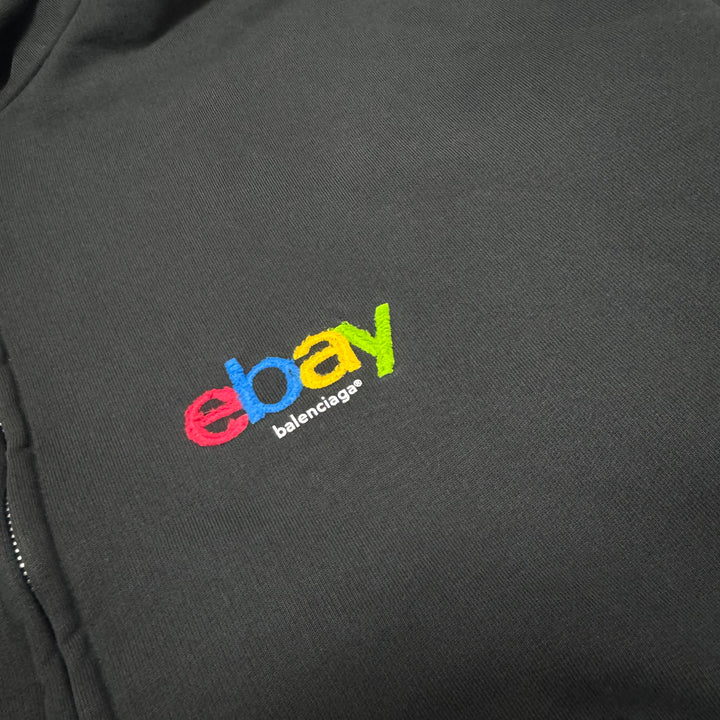 Balenciaga Ebay Black Zip Up Faded Black Hoodie (S)