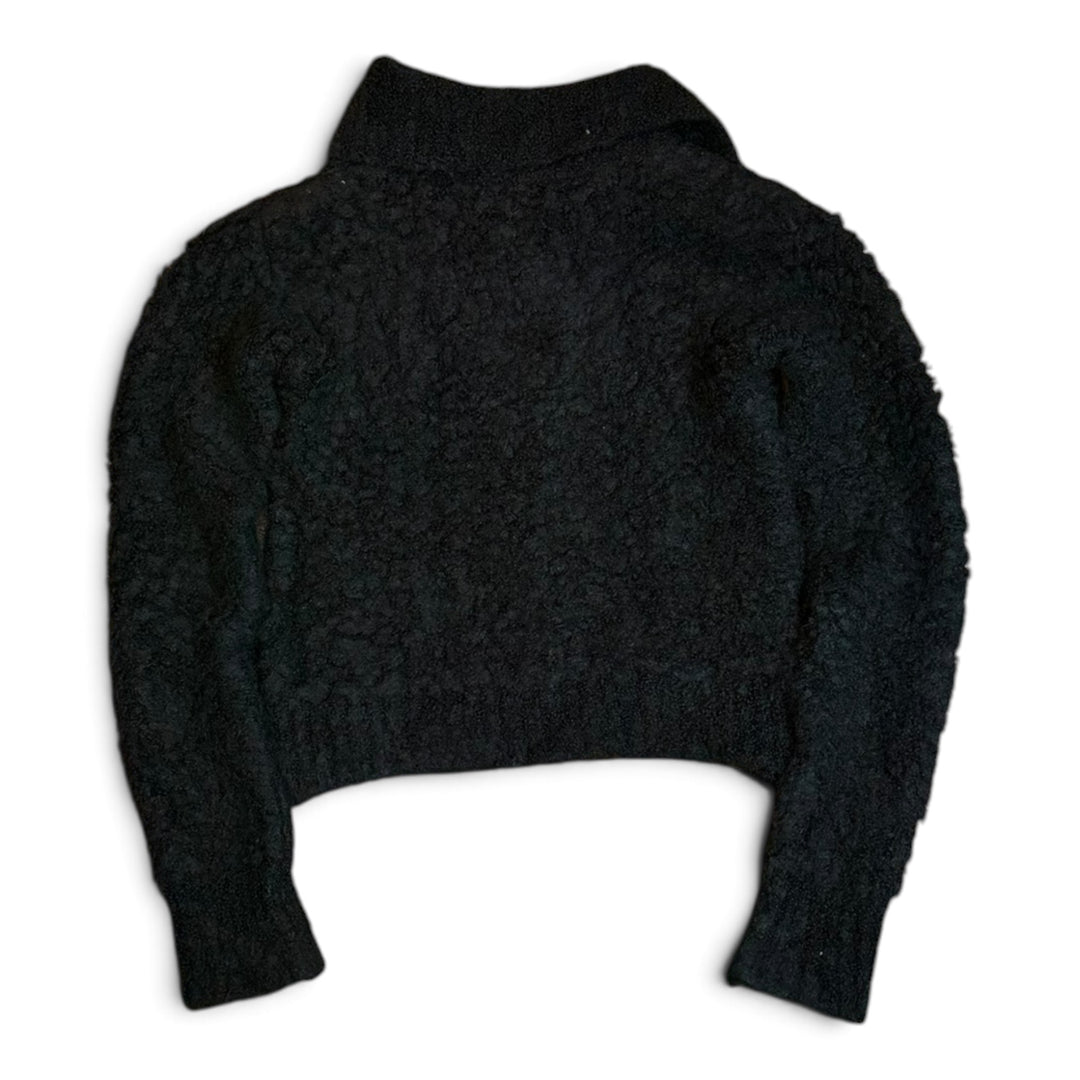 Rejina Pyo Black Furry Knitted Button Up Cardigan (S)