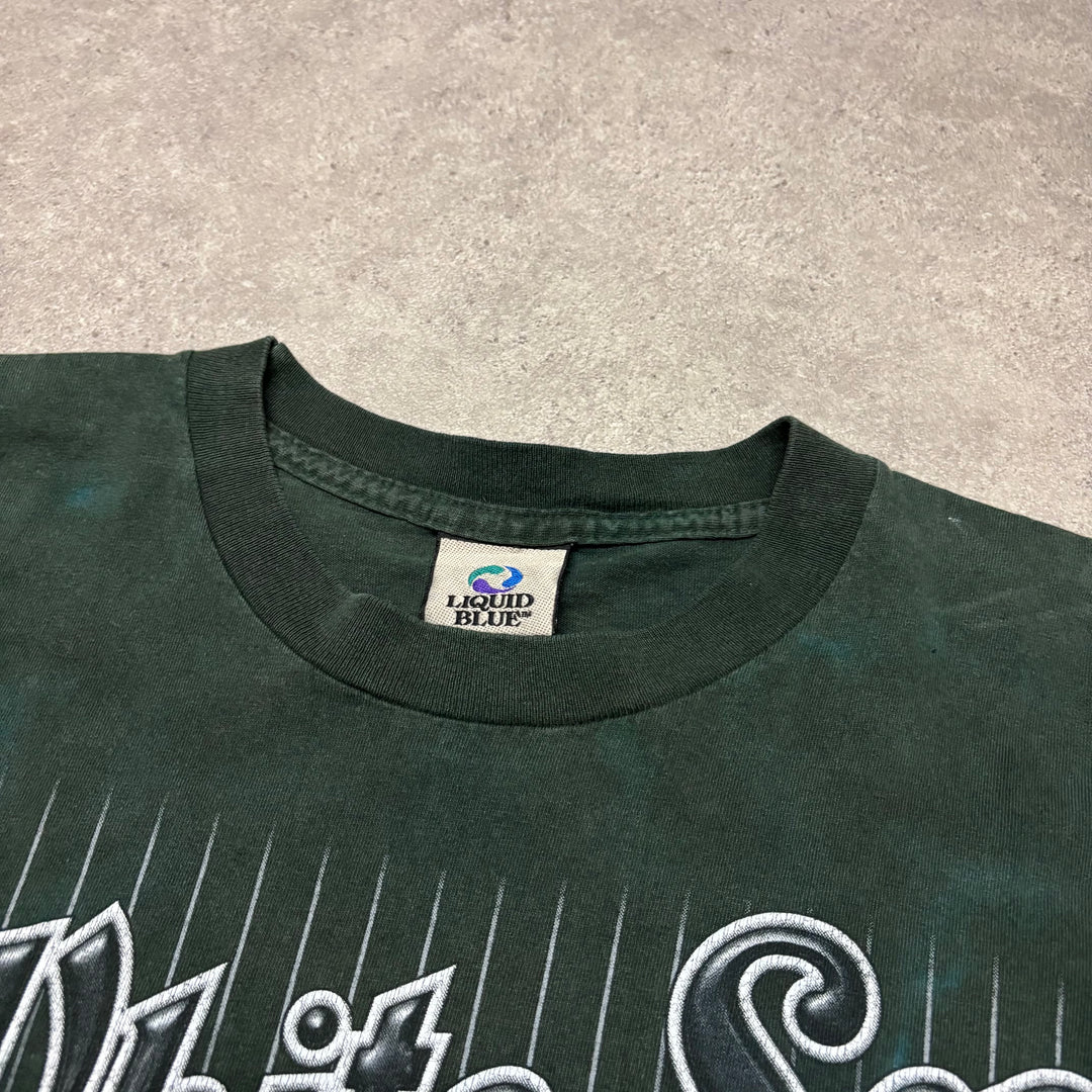 90's Vintage Liquid Blue Green White Sox Tie Dye Graphic T-Shirt (L)