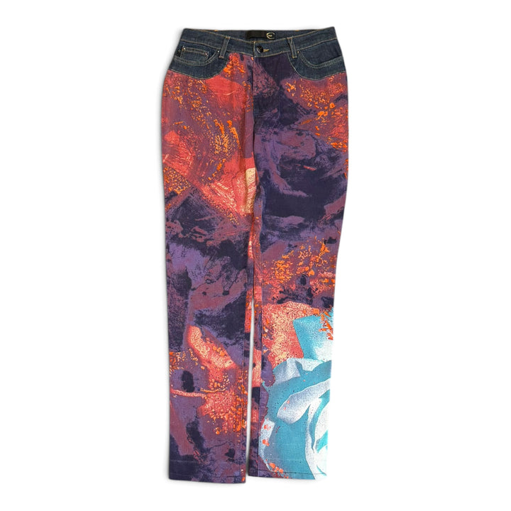 Vintage Cavalli Vibrant Purple Patterned Denim Trousers (44)