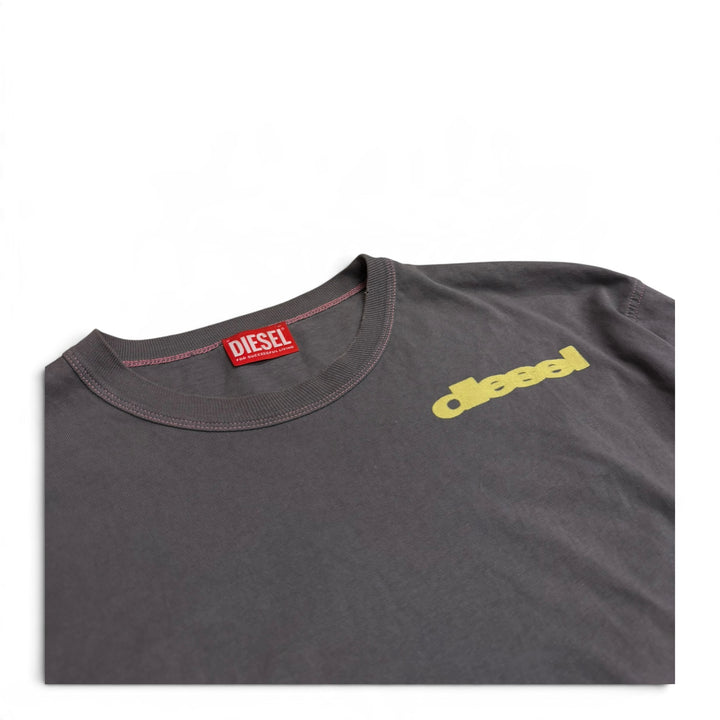 Diesel Top Layered Effect Print Long Sleeve Top Grey (M)