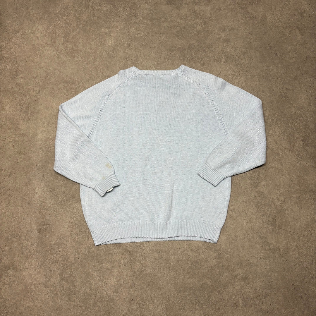 Vintage Burberry Baby Blue Heavy Knitted Sweater (XL)