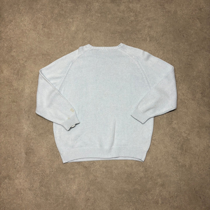 Vintage Burberry Baby Blue Heavy Knitted Sweater (XL)