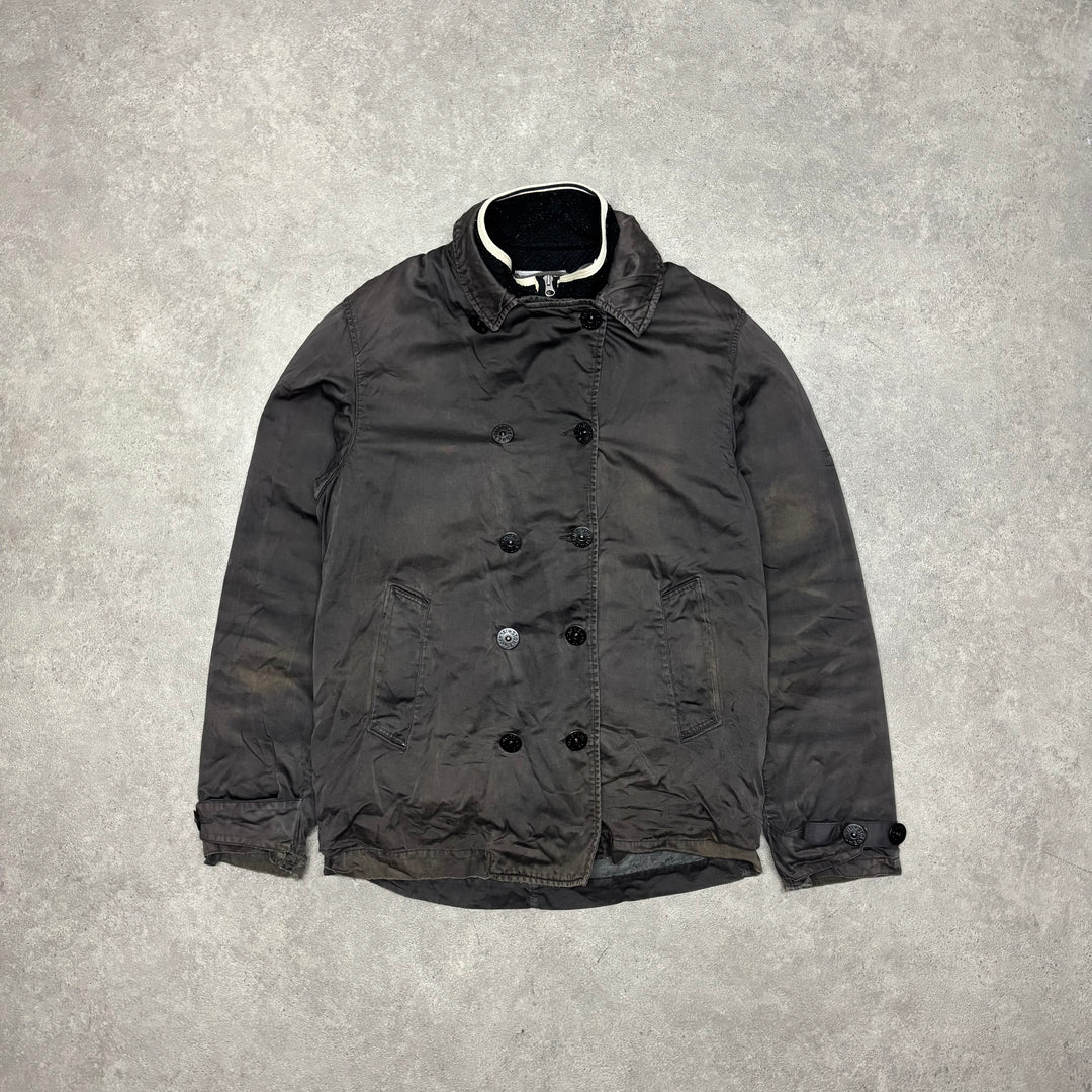 A/W 2006 Stone Island Washed Black Dual Layer Raso Gommato Jacket (L)