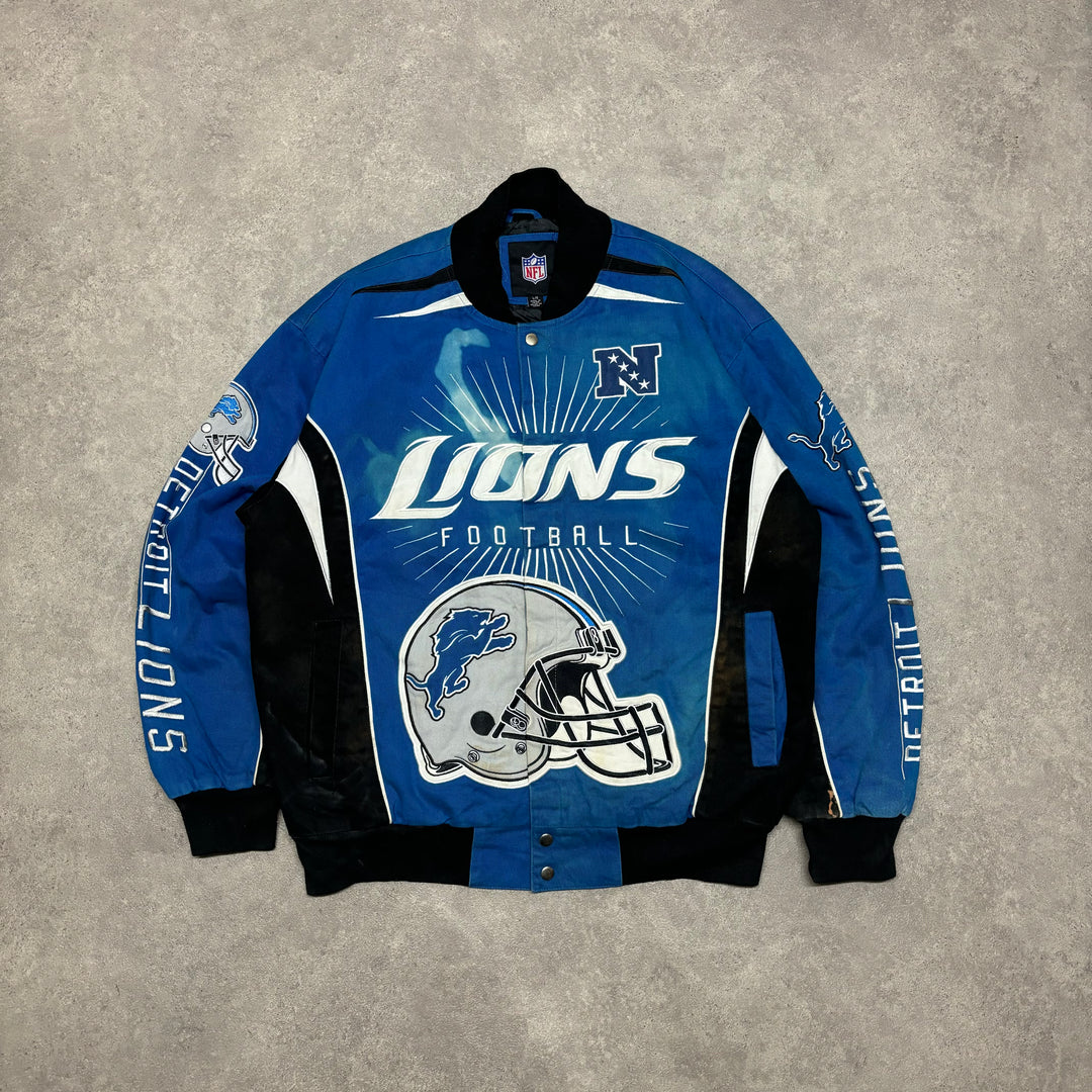 Vintage NFL Detroit Lions Blue Racing Jacket (XL)